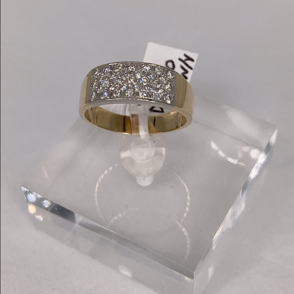 Two Tone 14K Gold Pave’ Diamond Ring .050ctw