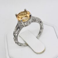 Custom Filigree Hessonite Garnet Ring - Image 4