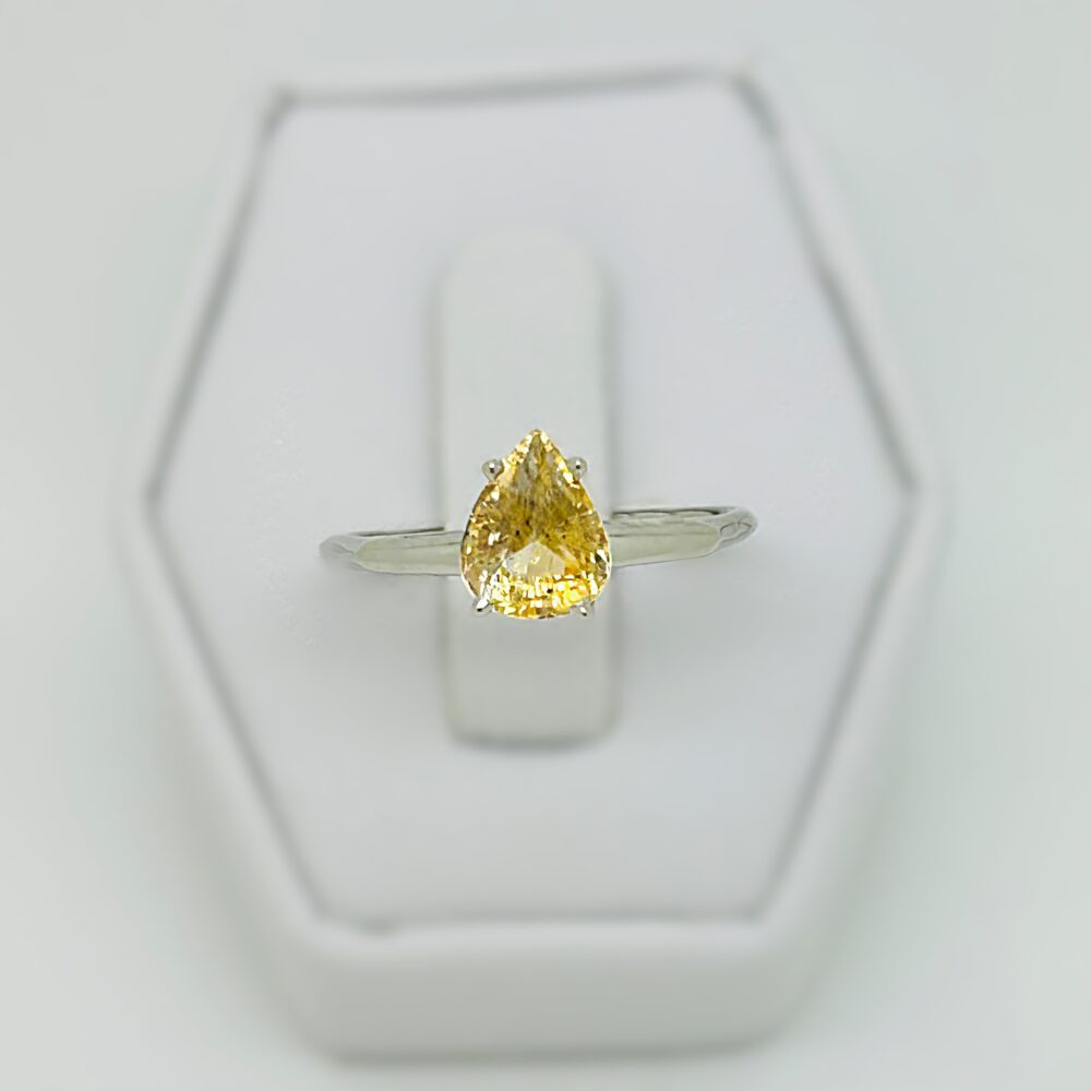 Custom Yellow Sapphire Ring Pear Cut Sapphire 1.56ct 14kw Gold  Size 6