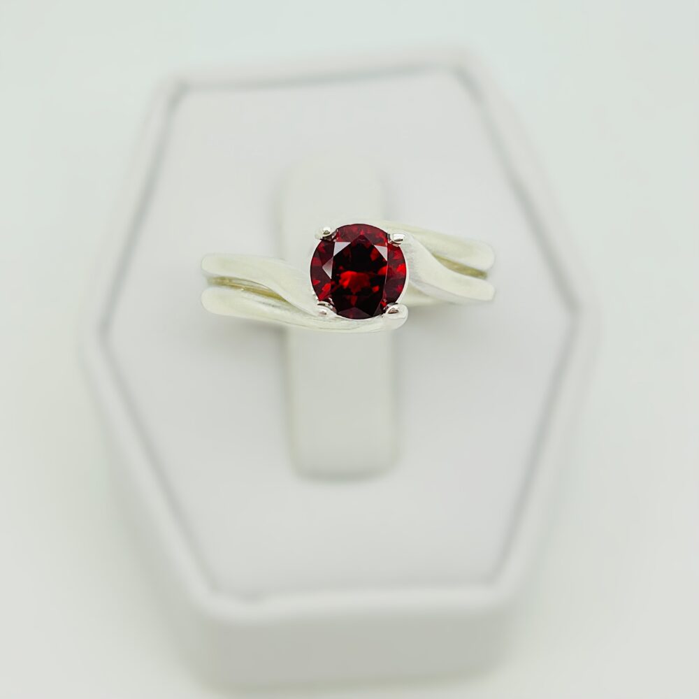 Custom Sterling Silver Ruby Ring Lab Ruby .925 Sterling Silver Size 5.25